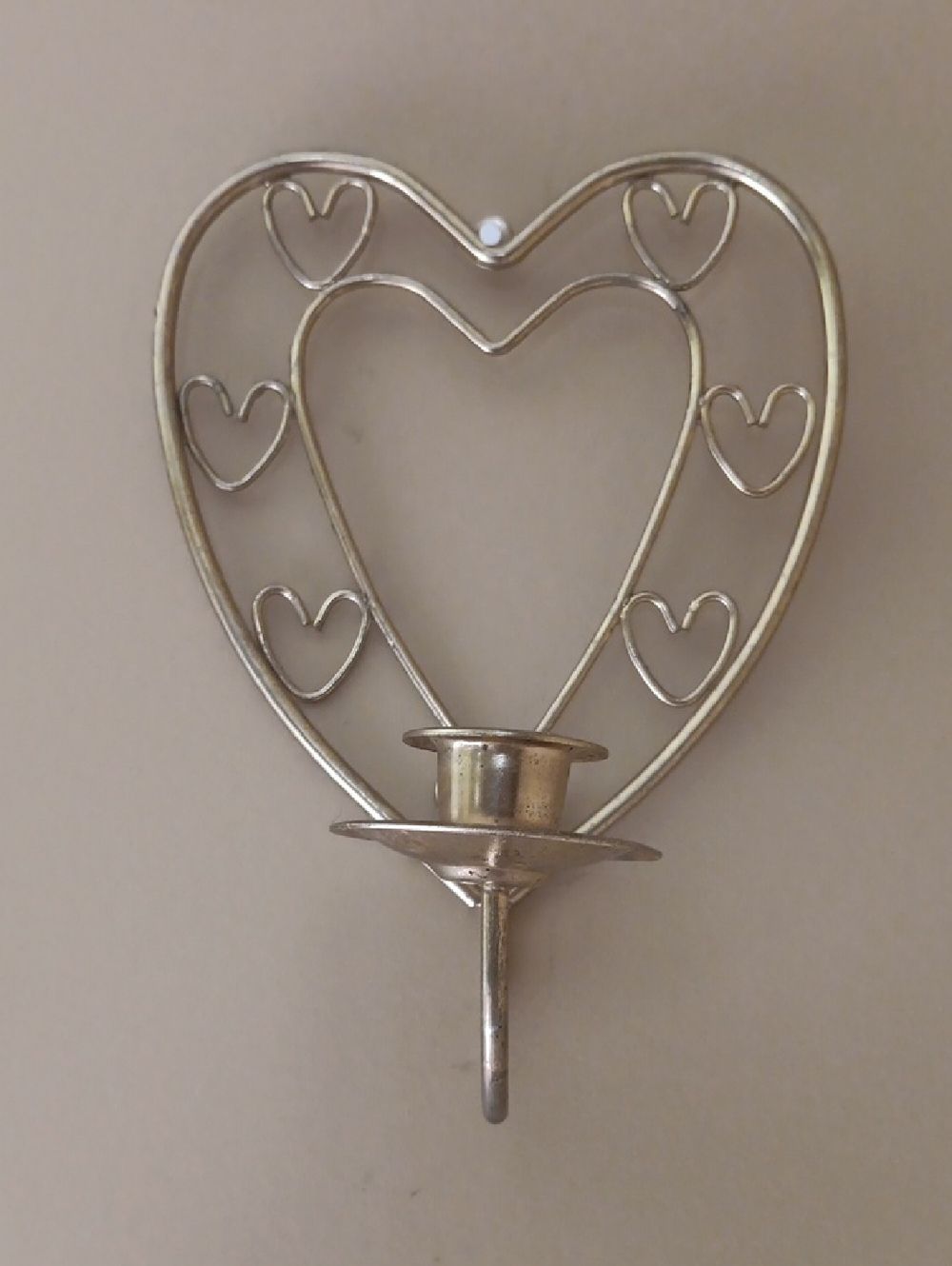 Vintage Home Interiors/Homco Brass Heart Candle Sconce. 8"H X 5 1/2" W